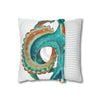 Octopus Teal Watercolor Art Ii Spun Polyester Square Pillow Case Home Decor