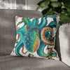 Octopus Teal Watercolor Art Spun Polyester Square Pillow Case 18 × Home Decor