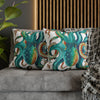 Octopus Teal Watercolor Art Spun Polyester Square Pillow Case Home Decor