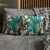 Octopus Teal Watercolor Art Spun Polyester Square Pillow Case Home Decor