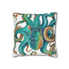 Octopus Teal Watercolor Art Spun Polyester Square Pillow Case Home Decor