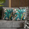 Octopus Teal Watercolor Art Spun Polyester Square Pillow Case Home Decor