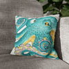 Octopus Teal Watercolor Ii Ink Art Spun Polyester Square Pillow Case 14 × Home Decor