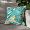 Octopus Teal Watercolor Ii Ink Art Spun Polyester Square Pillow Case 16 × Home Decor