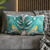 Octopus Teal Watercolor Ii Ink Art Spun Polyester Square Pillow Case Home Decor