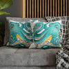 Octopus Teal Watercolor Ii Ink Art Spun Polyester Square Pillow Case Home Decor