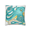 Octopus Teal Watercolor Ii Ink Art Spun Polyester Square Pillow Case Home Decor