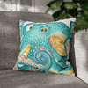 Octopus Teal Watercolor Ink Art Spun Polyester Square Pillow Case 18 × Home Decor