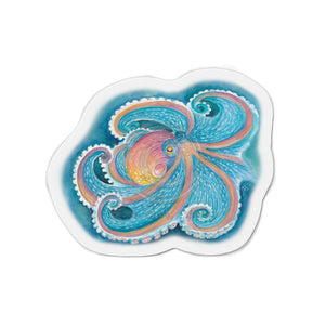 Octopus Tentacles Blue Rainbow Watercolor Art Die-Cut Magnets 6 × / 1 Pc Home Decor