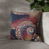 Octopus Tentacles Kraken Coral Red Watercolor Art Spun Polyester Square Pillow Case 14 × Home Decor