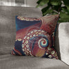 Octopus Tentacles Kraken Coral Red Watercolor Art Spun Polyester Square Pillow Case 16 × Home Decor