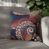 Octopus Tentacles Kraken Coral Red Watercolor Art Spun Polyester Square Pillow Case 18 × Home Decor