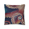 Octopus Tentacles Kraken Coral Red Watercolor Art Spun Polyester Square Pillow Case Home Decor