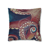 Octopus Tentacles Kraken Coral Red Watercolor Art Spun Polyester Square Pillow Case Home Decor