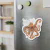 Octopus Tentacles Orange Red Dancing Ink Art Die-Cut Magnets Home Decor