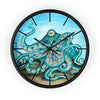 Octopus Tentacles Teal Bubbles Art Wall Clock Black / 10 Home Decor
