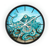 Octopus Tentacles Teal Bubbles Art Wall Clock Black / White 10 Home Decor