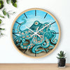 Octopus Tentacles Teal Bubbles Art Wall Clock Home Decor