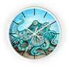 Octopus Tentacles Teal Bubbles Art Wall Clock White / 10 Home Decor