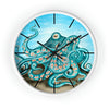 Octopus Tentacles Teal Bubbles Art Wall Clock White / Black 10 Home Decor
