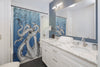 Octopus Tentacles Vintage Map Blue Ink Shower Curtain Home Decor