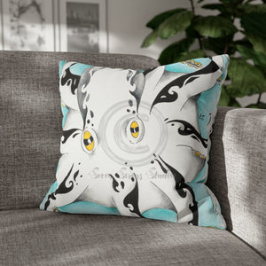 Octopus Tribal Teal Ink Art Spun Polyester Square Pillow Case 20 × Home Decor