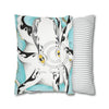 Octopus Tribal Teal Ink Art Spun Polyester Square Pillow Case Home Decor