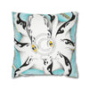 Octopus Tribal Teal Ink Art Spun Polyester Square Pillow Case Home Decor