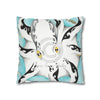 Octopus Tribal Teal Ink Art Spun Polyester Square Pillow Case Home Decor