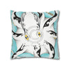 Octopus Tribal Teal Ink Art Spun Polyester Square Pillow Case Home Decor