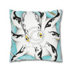 Octopus Tribal Teal Ink Art Spun Polyester Square Pillow Case Home Decor