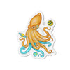 Octopus Yellow Teal And The Planets Ink Art Die-Cut Magnets 4 X / 1 Pc Home Decor