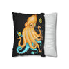 Octopus Yellow Teal Planets Watercolor Art Spun Polyester Square Pillow Case Home Decor