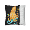 Octopus Yellow Teal Planets Watercolor Art Spun Polyester Square Pillow Case Home Decor