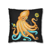 Octopus Yellow Teal Planets Watercolor Art Spun Polyester Square Pillow Case Home Decor