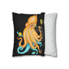 Octopus Yellow Teal Planets Watercolor Art Spun Polyester Square Pillow Case Home Decor