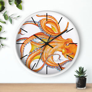 Orange Octopus Dance Ink Art Wall Clock White / Black 10 Home Decor