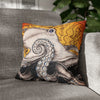 Orange Octopus Kraken Map Art Spun Polyester Square Pillow Case 16 × Home Decor