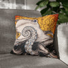Orange Octopus Kraken Map Art Spun Polyester Square Pillow Case 18 × Home Decor