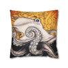 Orange Octopus Kraken Map Art Spun Polyester Square Pillow Case Home Decor