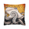 Orange Octopus Kraken Map Art Spun Polyester Square Pillow Case Home Decor