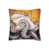 Orange Octopus Kraken Map Art Spun Polyester Square Pillow Case Home Decor