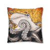 Orange Octopus Kraken Map Art Spun Polyester Square Pillow Case Home Decor