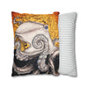 Orange Octopus Kraken Map Art Spun Polyester Square Pillow Case Home Decor