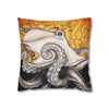 Orange Octopus Kraken Map Art Spun Polyester Square Pillow Case Home Decor