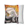 Orange Octopus Kraken Map Art Spun Polyester Square Pillow Case Home Decor