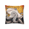 Orange Octopus Kraken Map Art Spun Polyester Square Pillow Case Home Decor