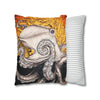 Orange Octopus Kraken Map Art Spun Polyester Square Pillow Case Home Decor