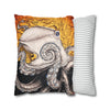 Orange Octopus Kraken Map Art Spun Polyester Square Pillow Case Home Decor