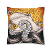 Orange Octopus Kraken Map Art Spun Polyester Square Pillow Case Home Decor